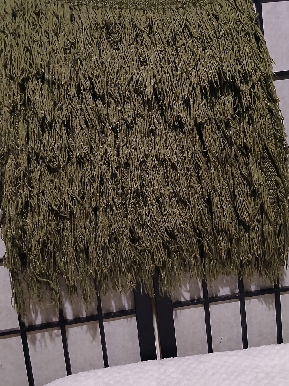 Olive Green Fringe Knit Skirt - Picture 2 of 5